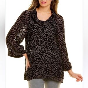 Tommy Bahama velvet Burnout Silk Top blouse sheer witchy whimsigoth Tropanimal S